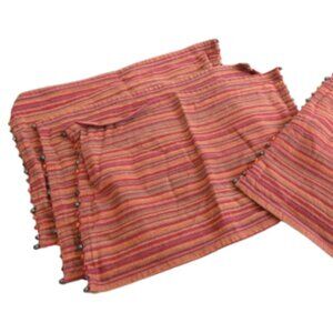 VINTAGE PIER 1 IMPORTS Cotton Woven Multicolor Stripe Beaded Placemats Boho X6